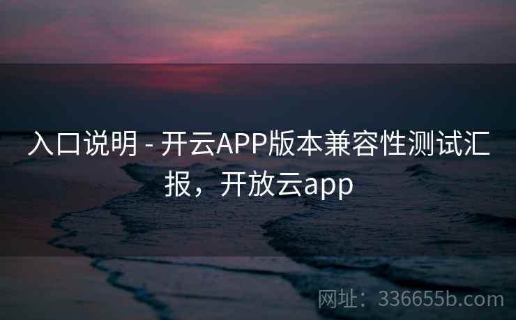 入口说明 - 开云APP版本兼容性测试汇报，开放云app