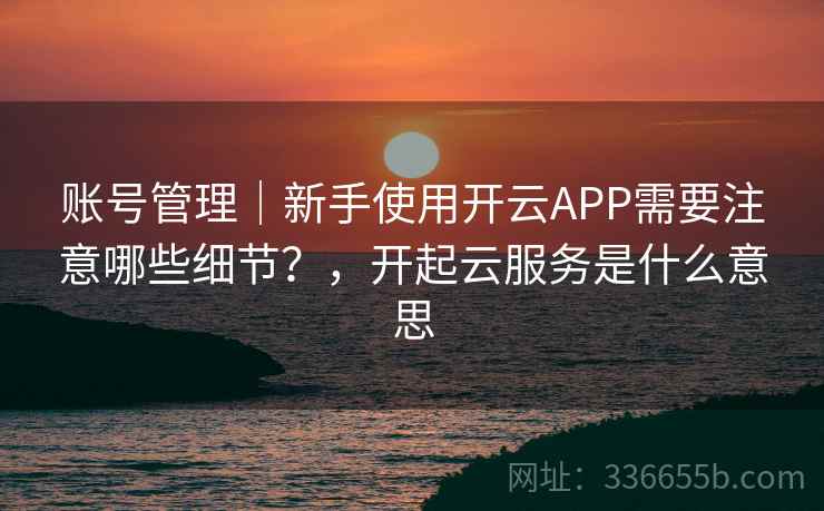 账号管理｜新手使用开云APP需要注意哪些细节？，开起云服务是什么意思